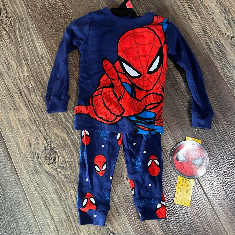 Marvel Spiderman 2T long John pajama set toddler boy NEW